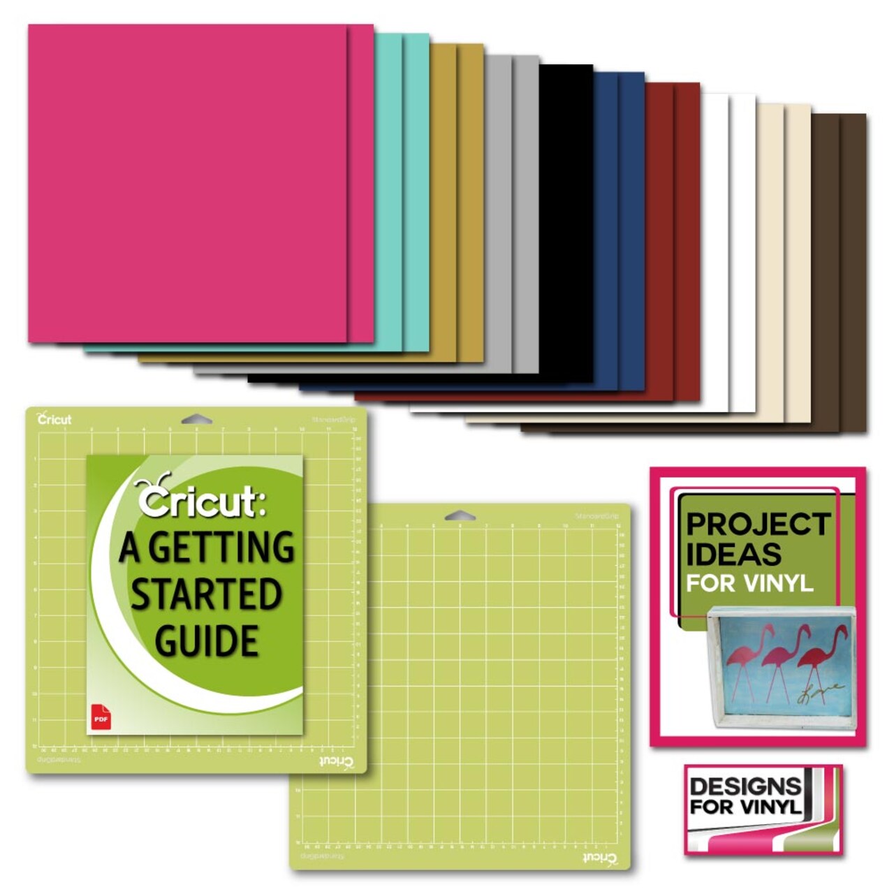 Cricut Premium Vinyl Pack, Standard Grip Mats, Beginner Guide & Designs